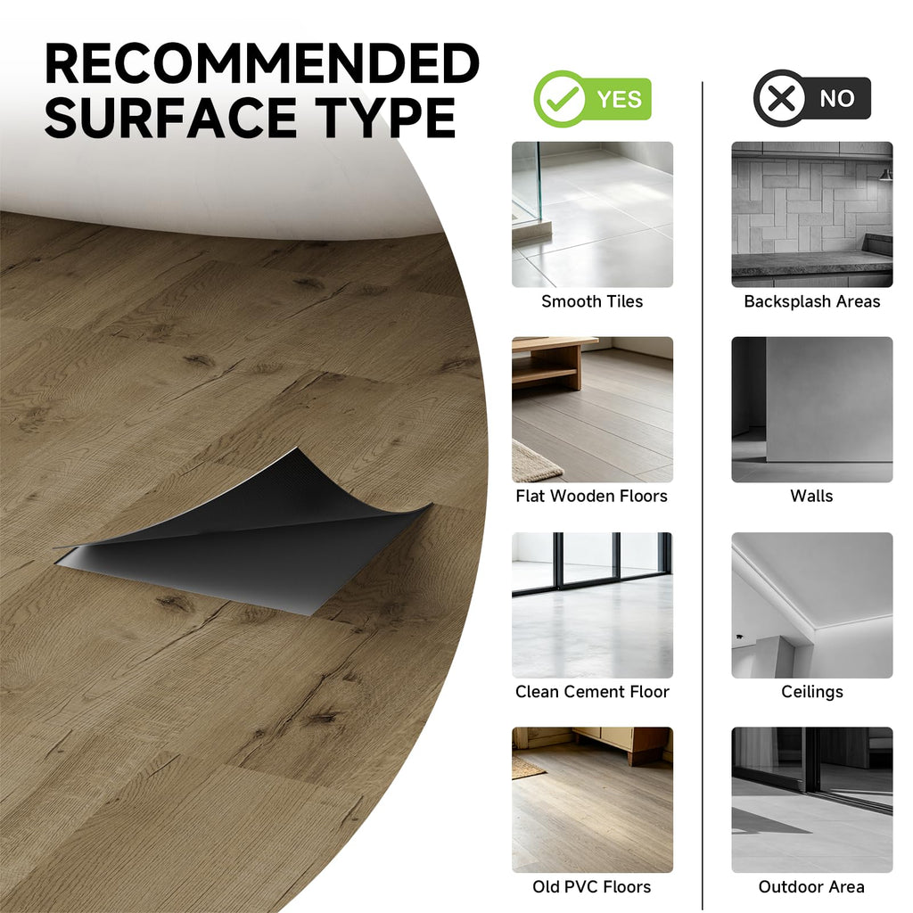 Peel and Stick Floor Tile, 30 Sq.Ft, Strong Adhesion