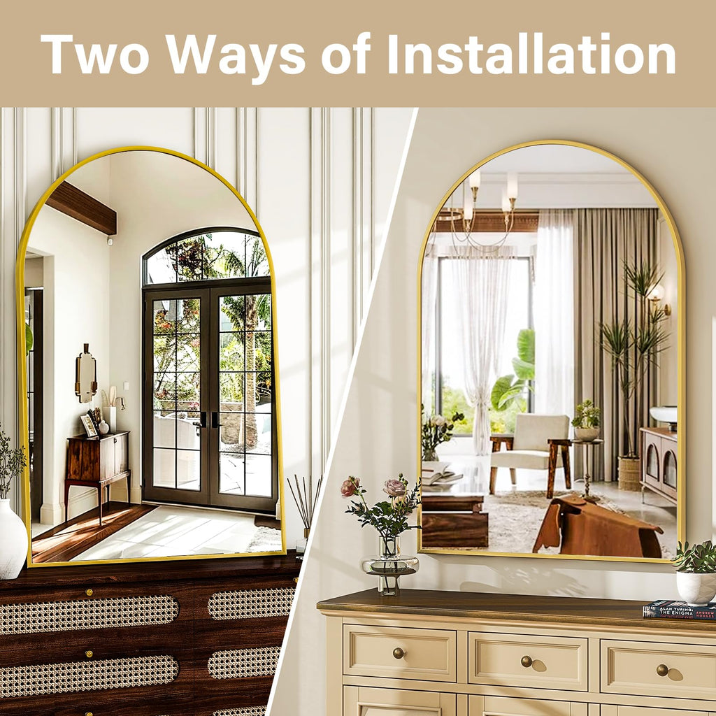 Arched Wall Mirror 30"x40" Gold Arch Bathroom Vanity Mirror
