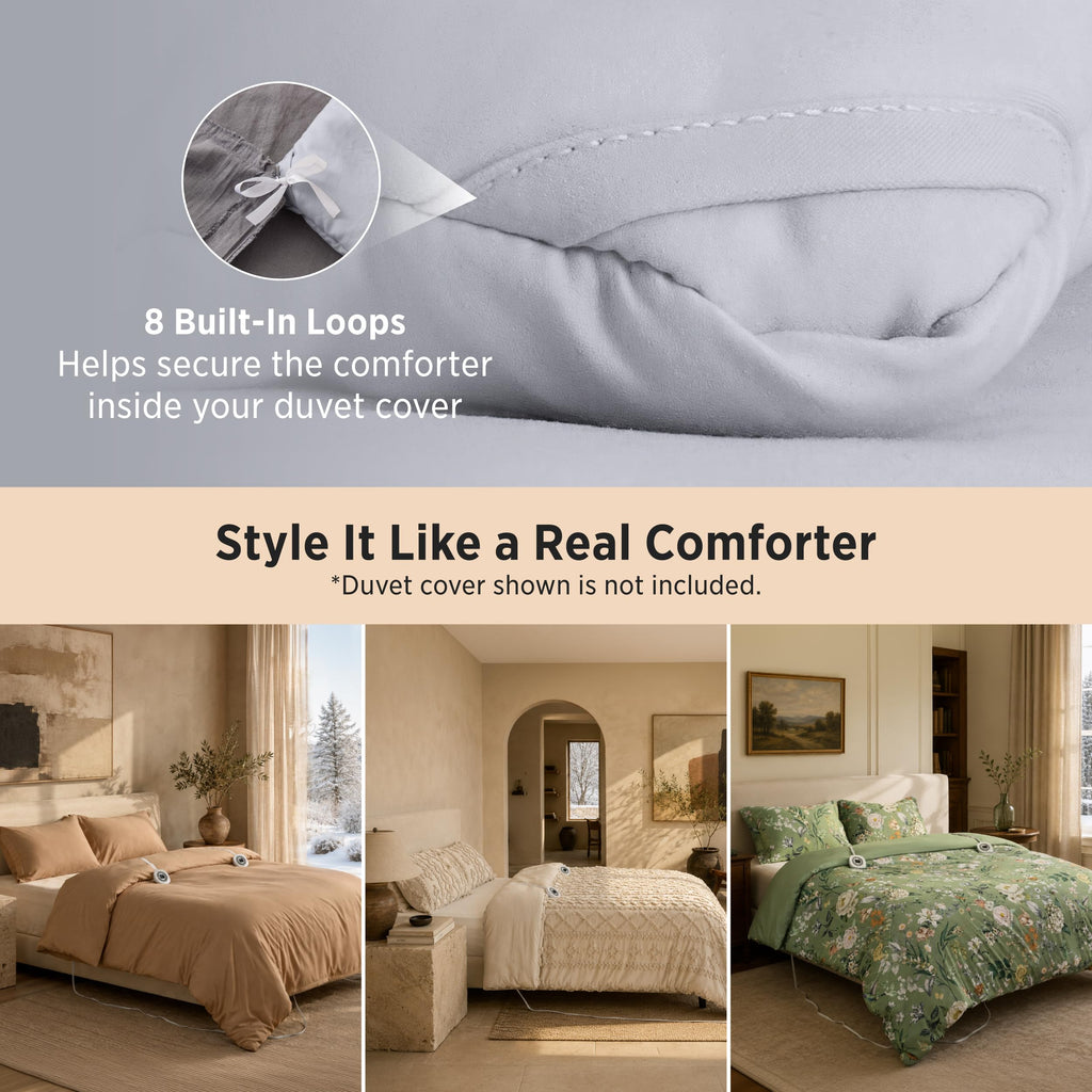 HeatX Heated Blanket, Thick Heated Comforter Duvet Insert