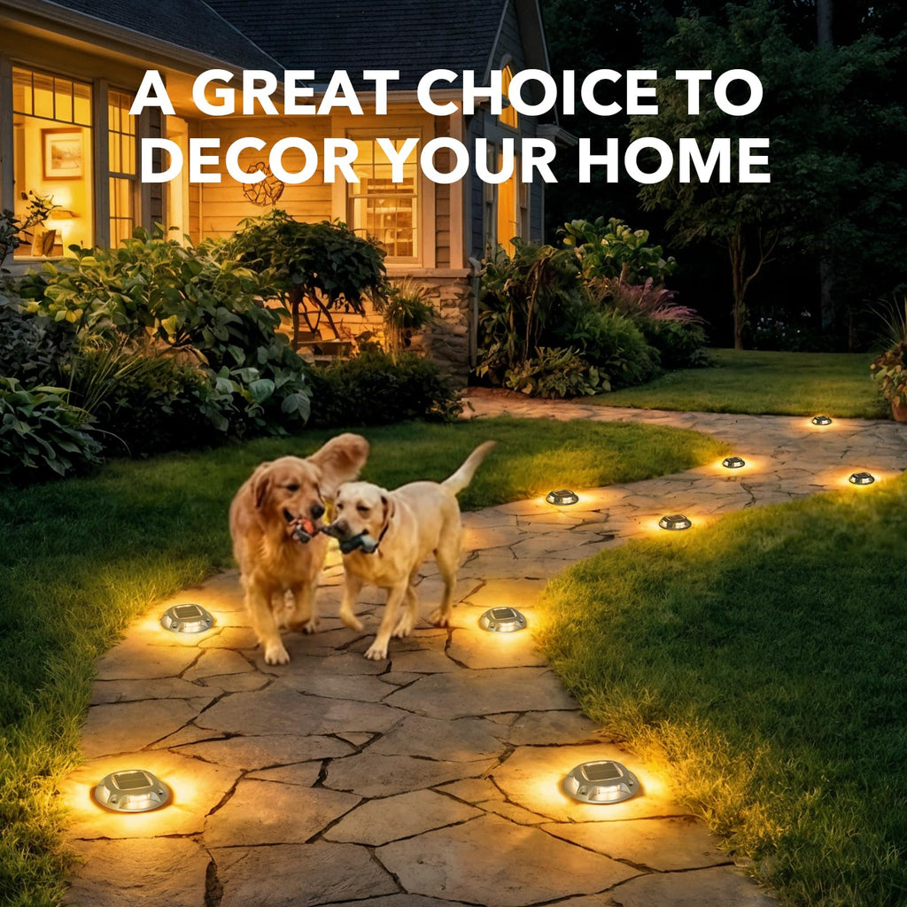 Solar Driveway Lights Outdoor 8 Pack, 2 Color Modes LED Deck Dock