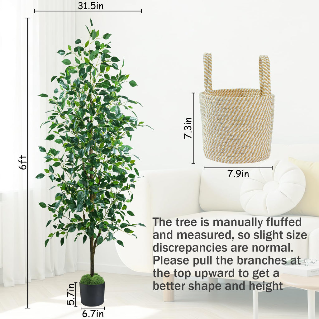 Artificial Ficus Tree 6FT, Faux Floor Tree Indoor Outdoor