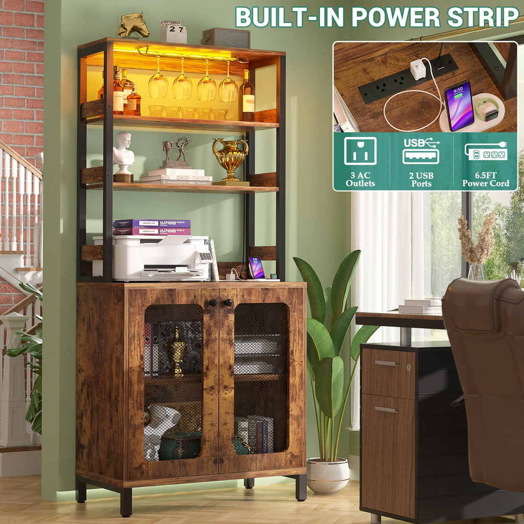 Bar Cabinet with Power Outlets | Casa Home Living