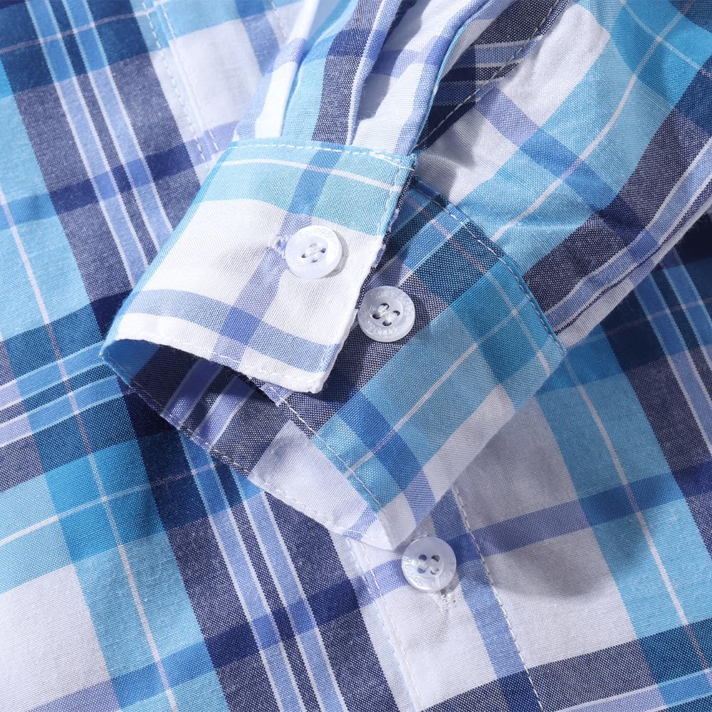 Boys Plaid Shirts Long Sleeve Casual Woven Button Down Shirts