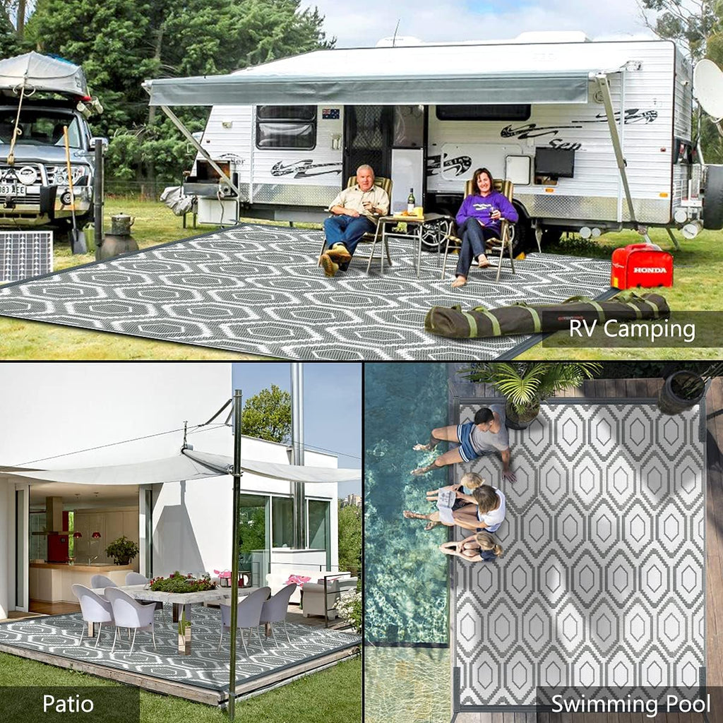 Outdoor Rug, Plastic Woven Patio Mat, Waterproof RV Camping Rug