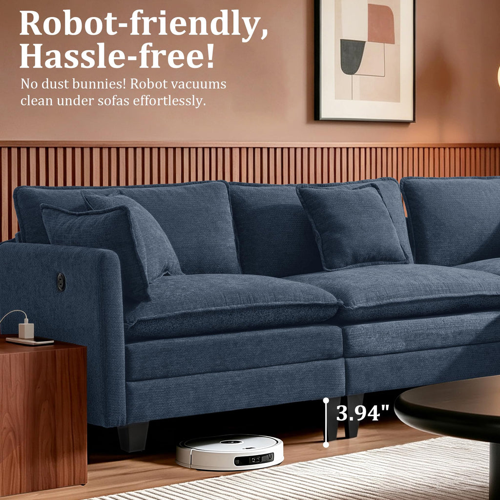 112" Modular Sectional Sofa with USB Charging Port, Water-Repellent Stain-Resistant Fabric, Deep Seat 5-Seat U Shaped