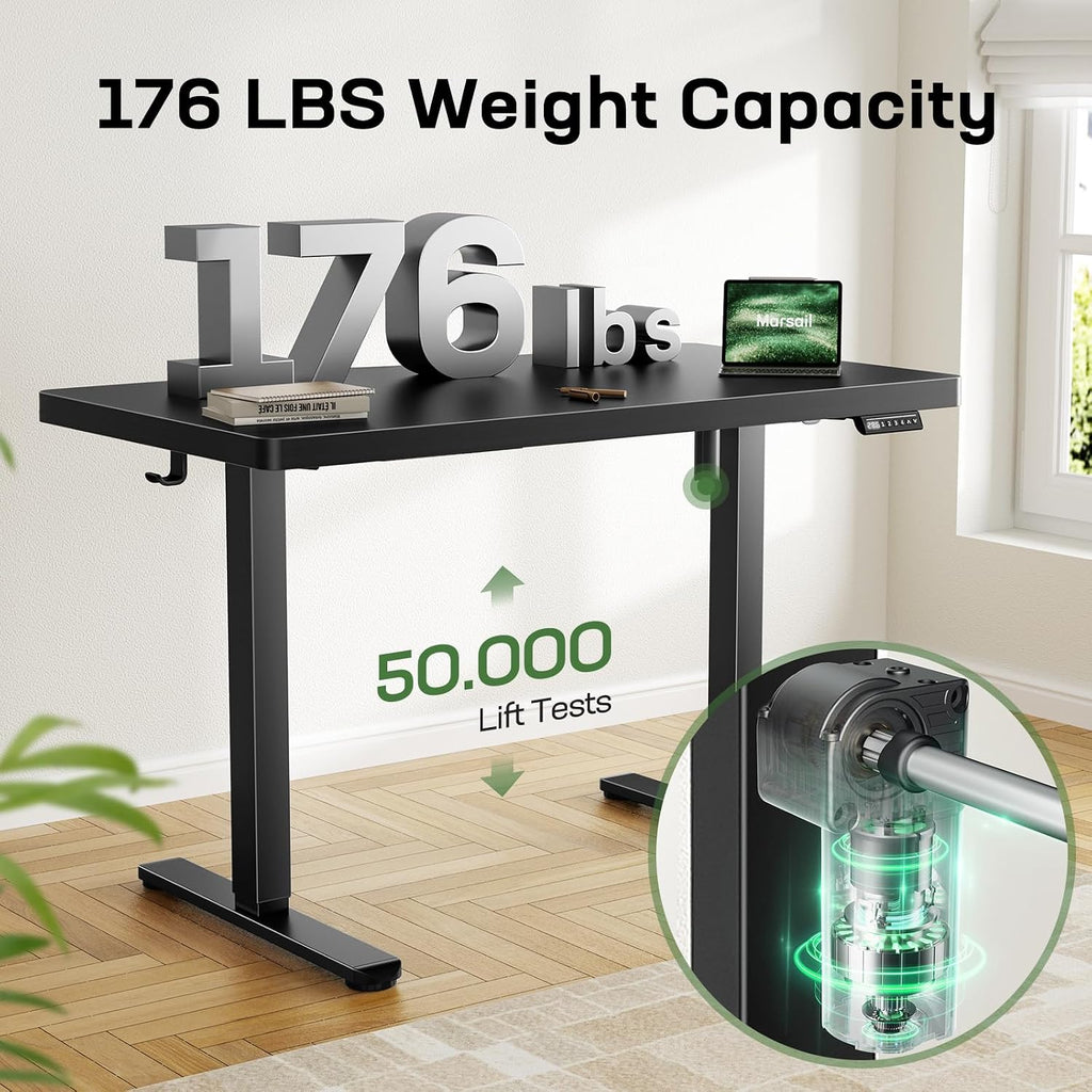 55 x 30 Electric Standing Desk with One-Piece Desktop, Sit Stand Desk with Thickened Tabletop, Height Adjustable
