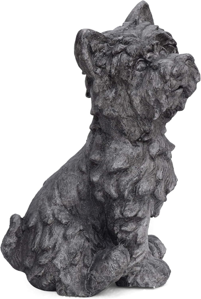 Seth Outdoor Terrier Dog Garden Statue, Antique Gray Finish
