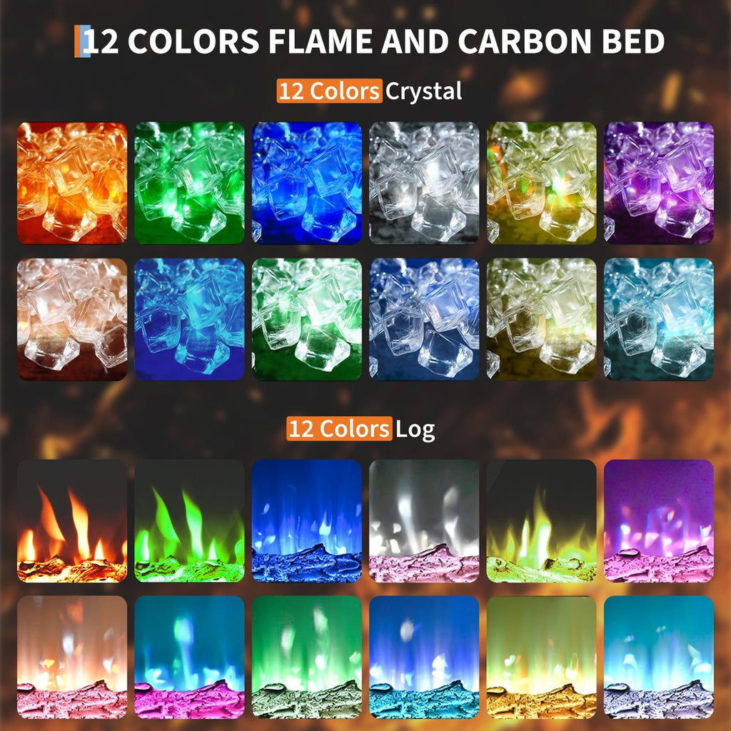 36 Inch Electric Fireplace, Modern Wall Mounted Fireplace Heater