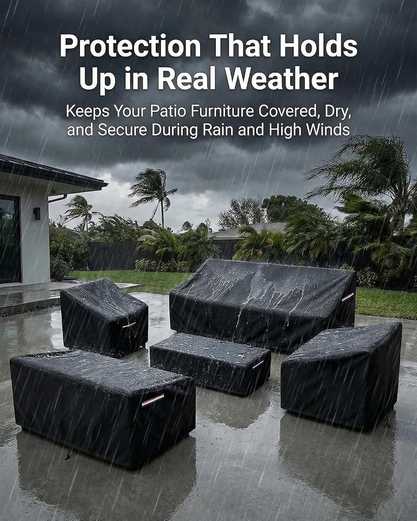 Patio Furniture Cover Set, 5-Piece Outdoor Furniture Cover Waterproof, Covers for Sofa, Loveseat, Chairs & Coffee
