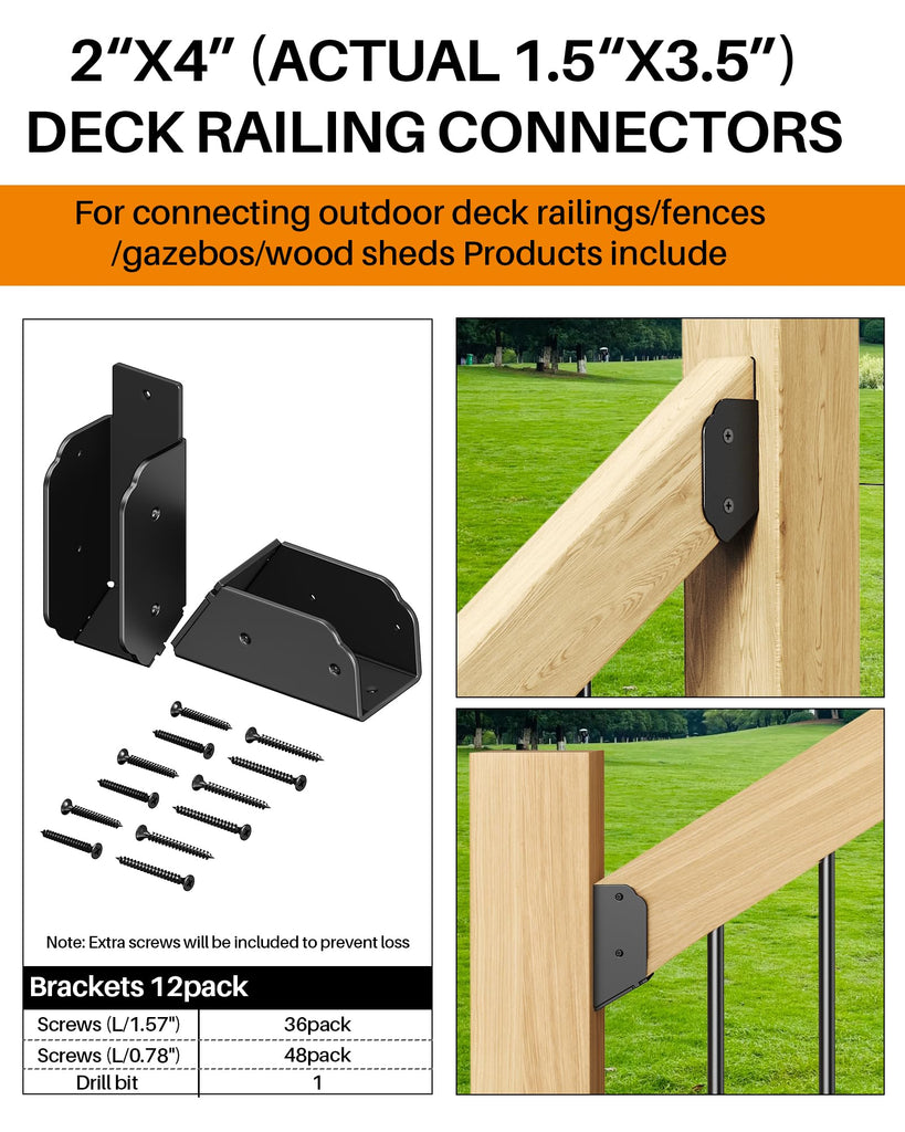 Deck Railing 30° Stair Connectors for 2"x4" (Actual 1.5"x3.5"), 12 Pack