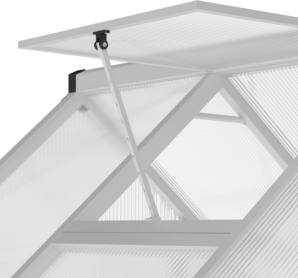 6x9 ft Polycarbonate Outdoor Greenhouse Kit - Heavy Duty Aluminum Plant Shelter with Roof Vent, Lockable Door &
