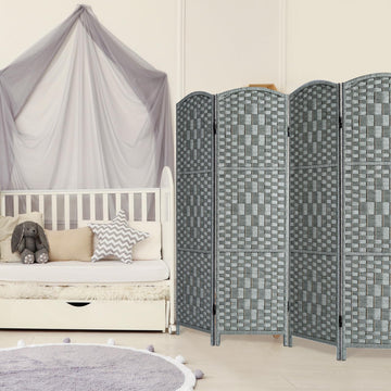 Short Room Divider, Small Folding Privacy Screens, 4 Panel Grey