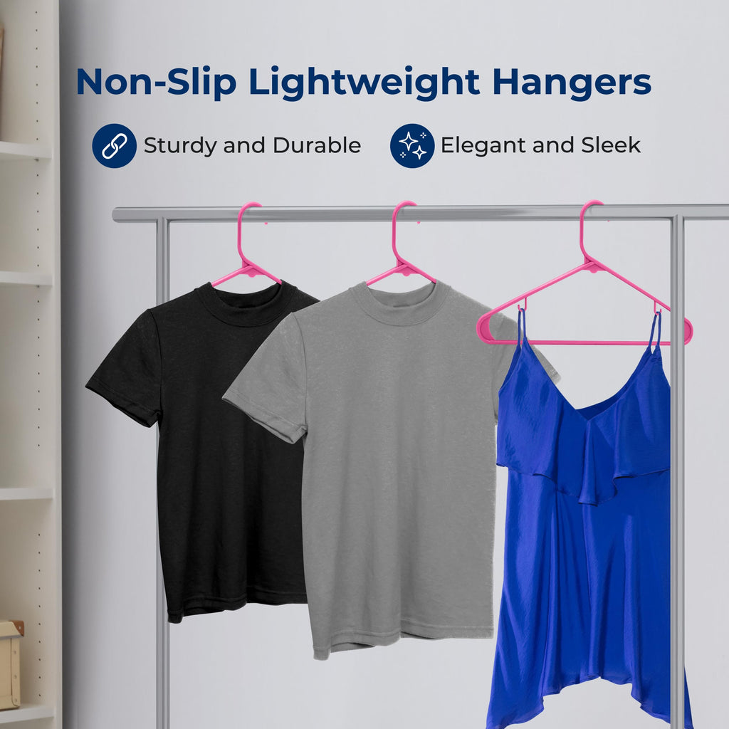 100 Pack Plastic Clothes Hangers | Keeps Shirts, Coats & Dresses Neatly Organized | Non-Slip Recycled ABS, Heavy Duty
