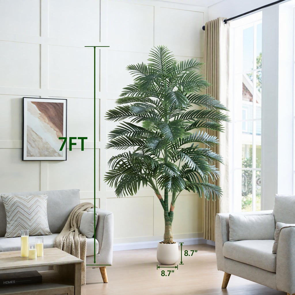 Artificial Golden Cane Palm Tree 7FT, Tropical Large Fake Plants