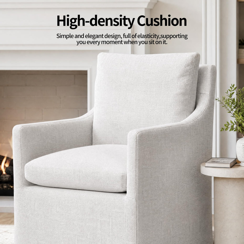 Upholstered with Casters, Linen Set of 4