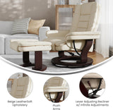Modern Reclining Swivel Lounge Chair and Ottoman — Beige