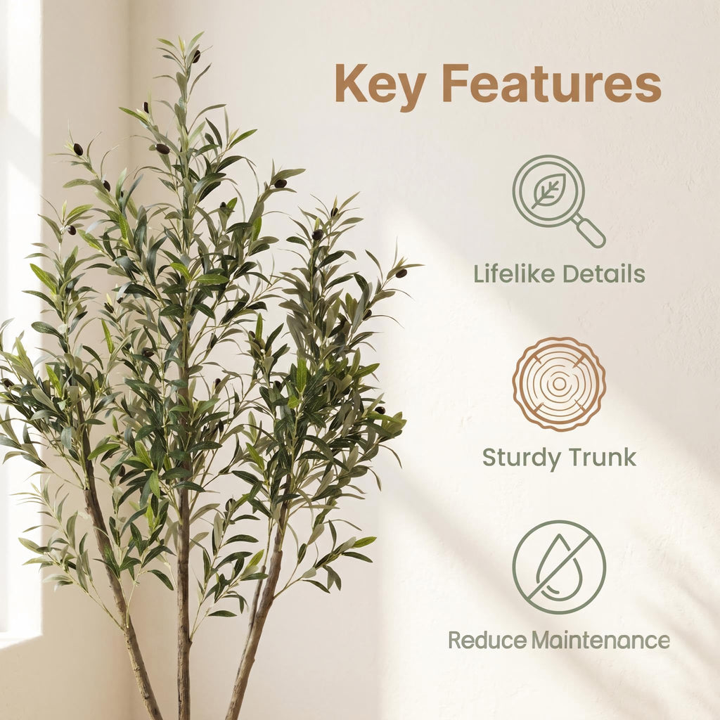 7ft Artificial Olive Tree, Faux Potted Plant for Indoor Decor