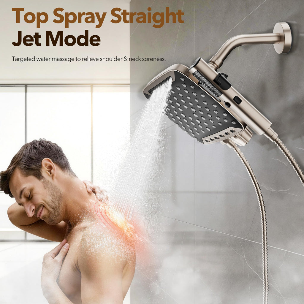 High Pressure Rain Shower Head with Handheld Spray Brushed Nickel