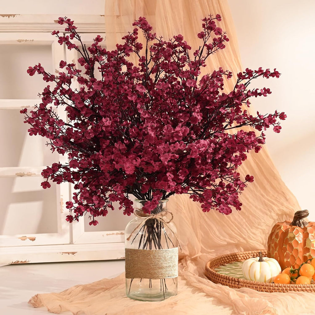 Fake Flowers Babys Breath Silk Artificial Flowers Gypsophila Bouquets Bulk Real Touch Fall Stems for Fall - Set of 6