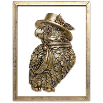Vintage Gold Macaw Resin Animal Heads Wall Decor - Exquisite Polly Wall Hanging Sculptures - Handmade Home Art