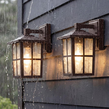 Brown Outdoor Waterproof Modern Patio Wall Light Fixtures Set of 2