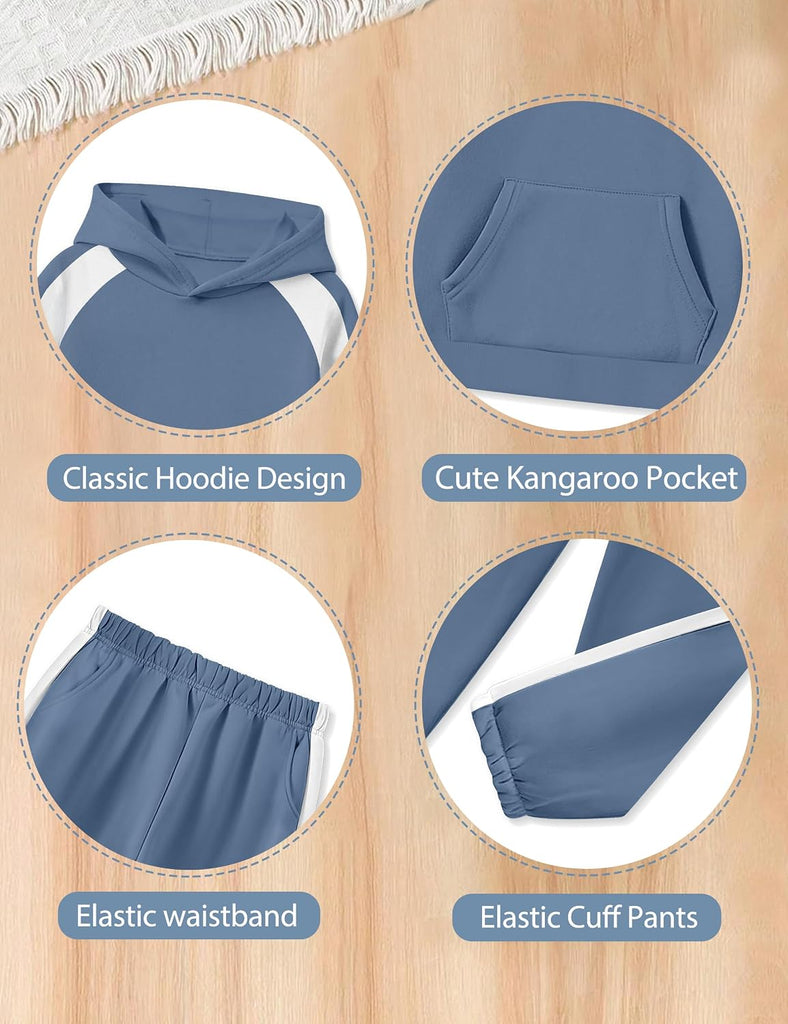 Boys Clothes 2 Piece Color-Block Striped Boys Outfits Hoodies Sweatshirt Pants Set Fall Winter Kids Clothes