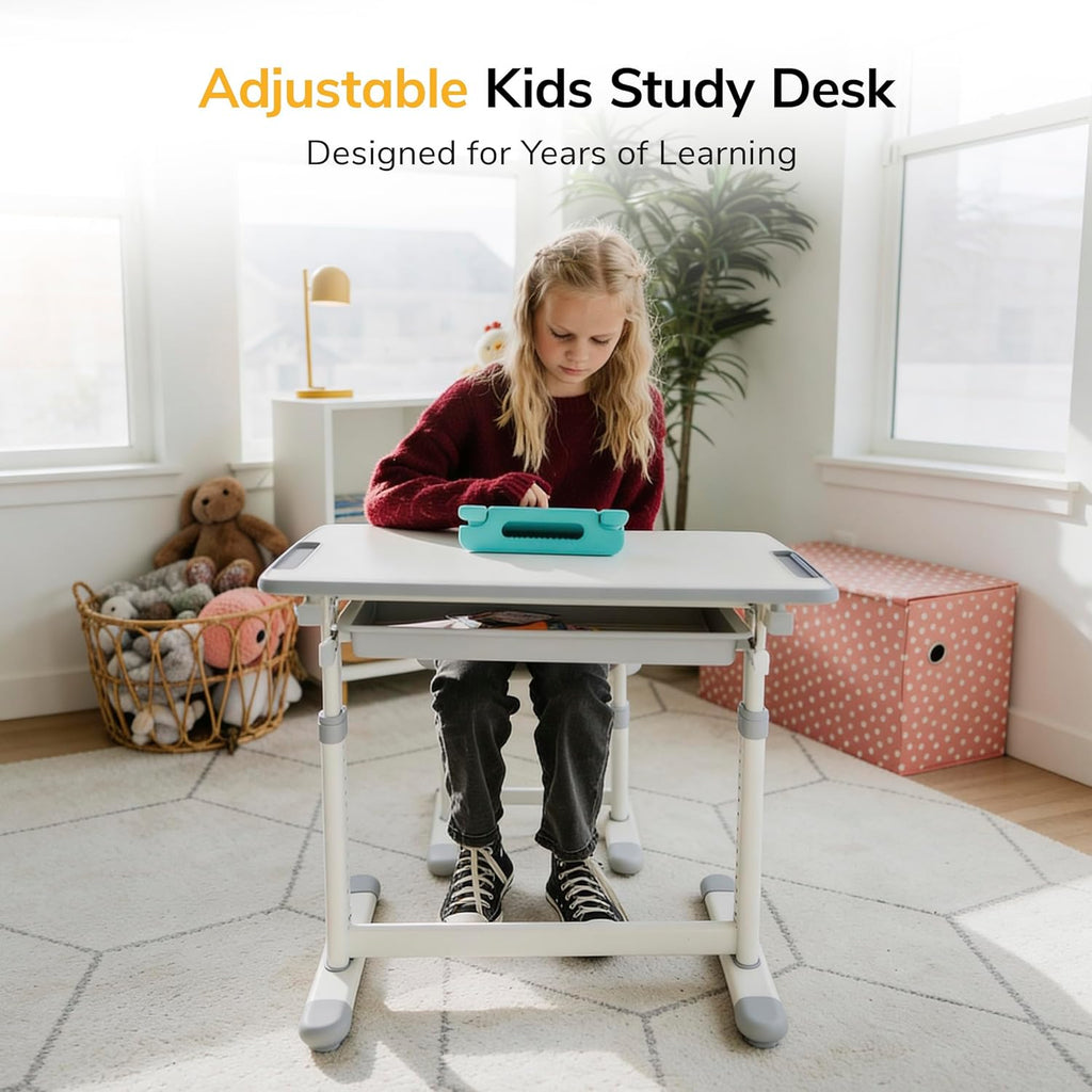 Kids Desk and Chair Set Height Adjustable up to 30" Ergonomic for School - Table and Chairs for Student 26" x 18"