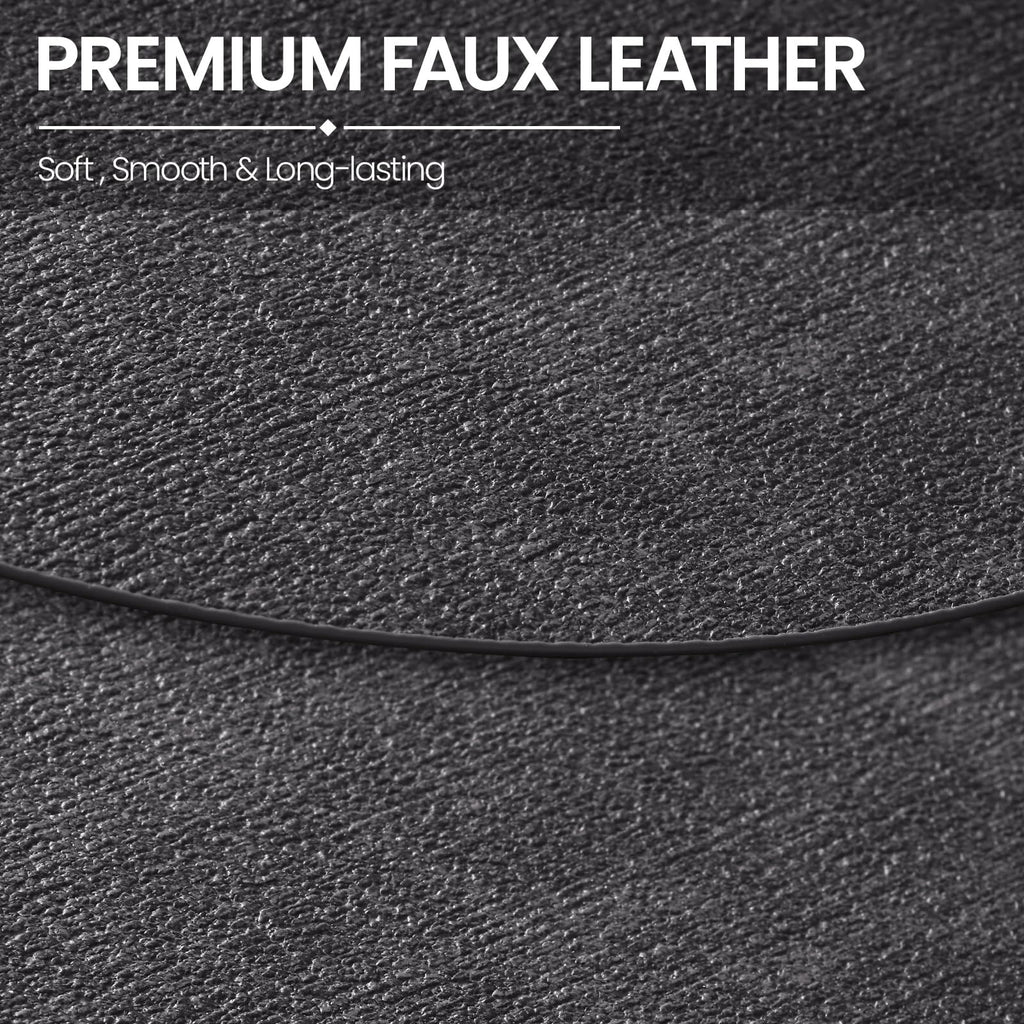 Oval Faux Leather Placemats Set of 4, Easy to Clean, Dark Grey