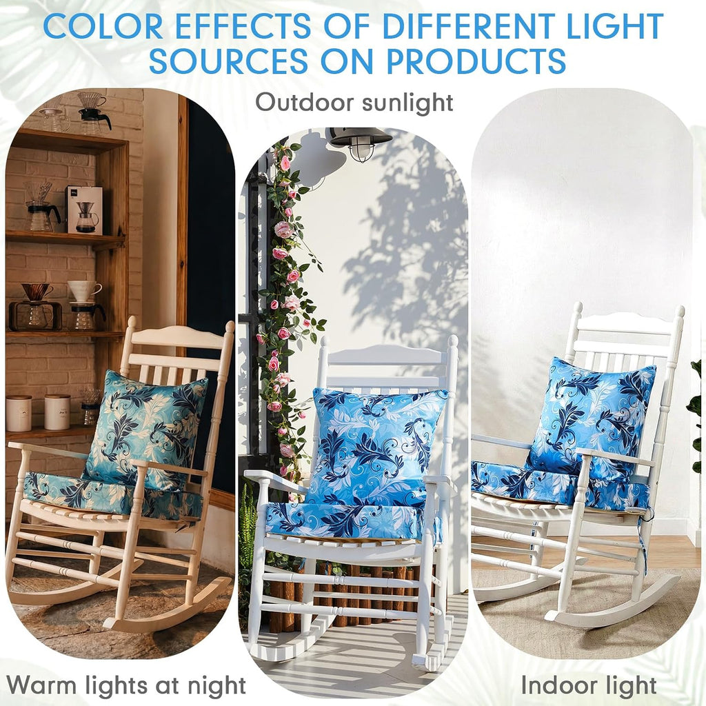 4 Set Outdoor Chair Patio Cushions 20 x 20 Inch Deep Seat Waterproof Chair Cushions Furniture Set Replacement