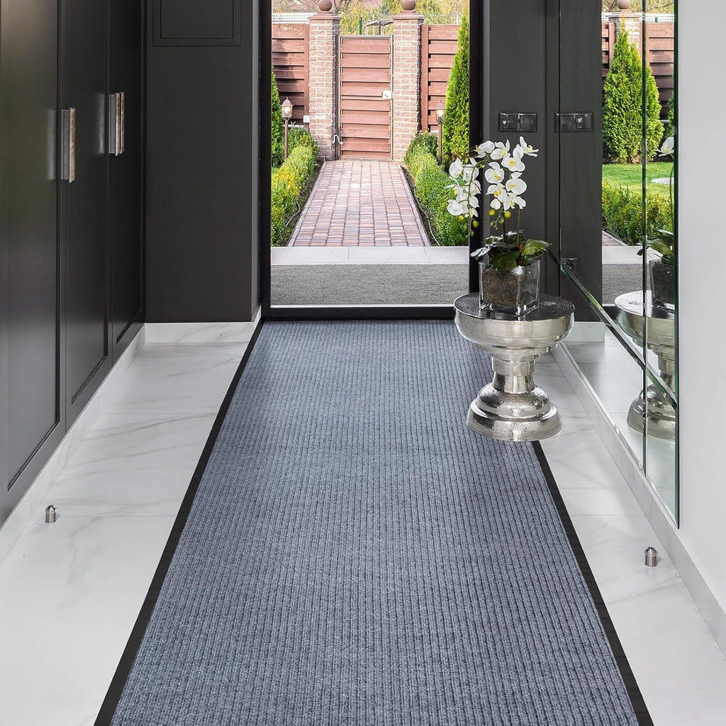 3'x16.4' Outdoor Runner Floor Mat Double Stripes Hallway Runner Rug