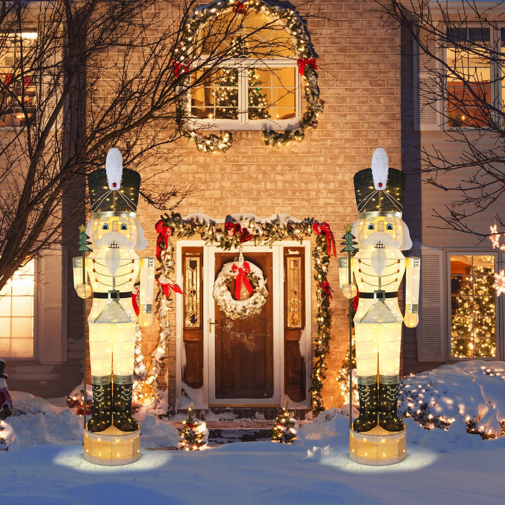 7.5FT Giant Lighted Nutcracker Christmas Decor Outdoor with 170 LED, White