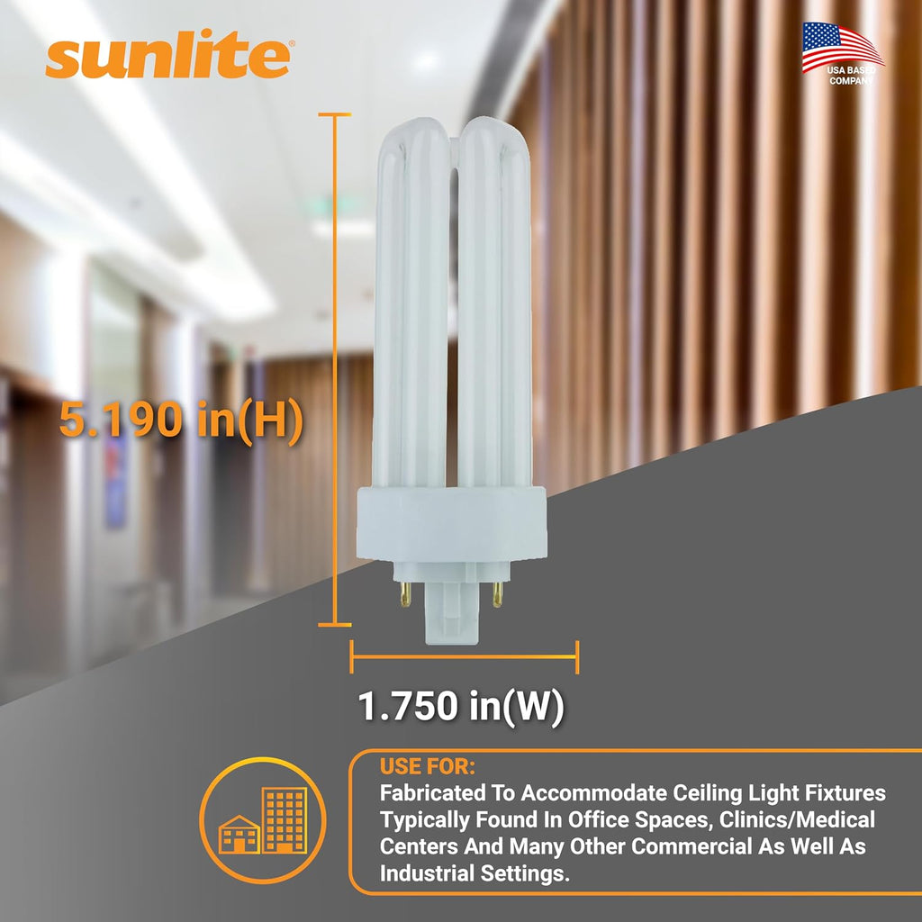 Compact Fluorescent Plug-in PLT 4-Pin Triple Tube, 26 Watts, 4-Pin GX24q3 Base, 1800 Lumens, 3500K Neutral