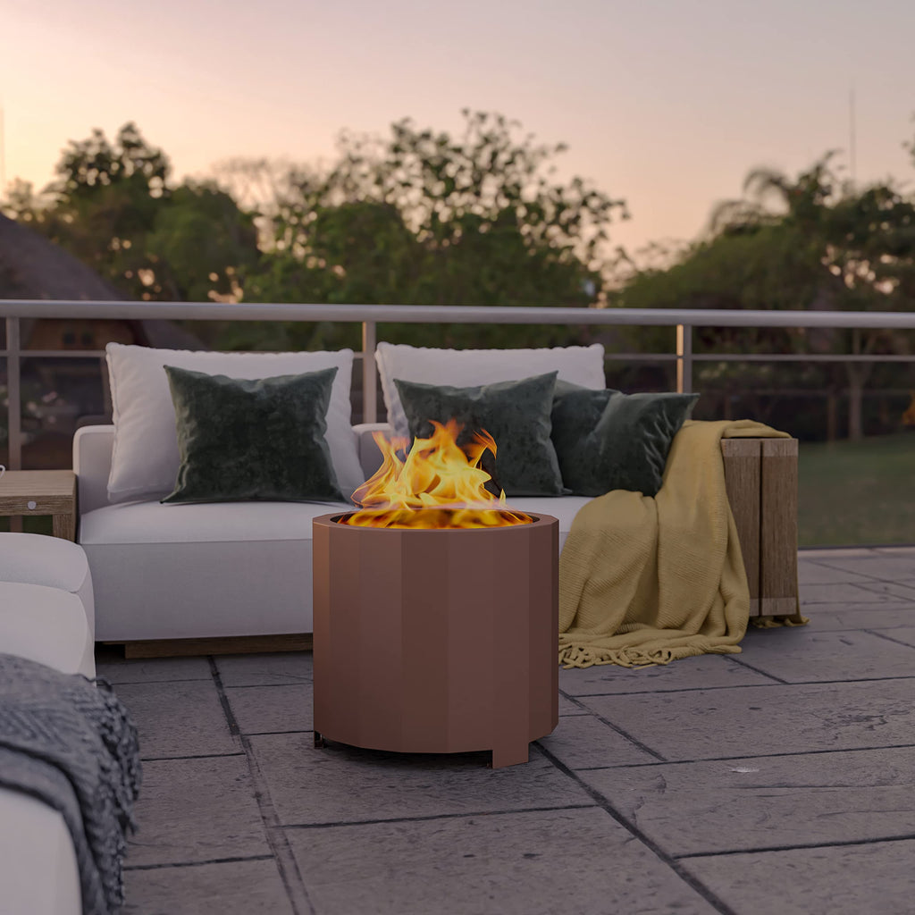 Titus Commercial Grade Wood Burning Smokeless Outdoor Firepit - Bronze Finish - 19.5 inches - Portable - Waterproof