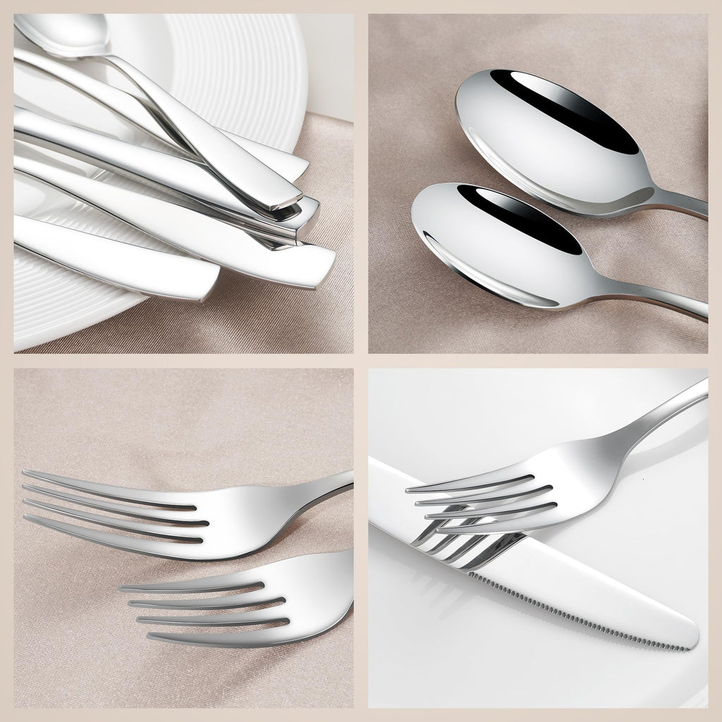 40 Piece Silverware Set for 8, 18/10 Stainless Steel Heavy Flatware Set