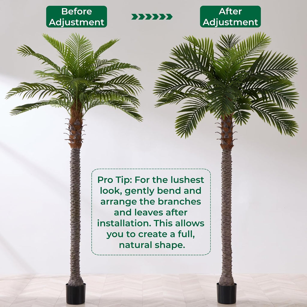 8.5FT Artificial Coconut Palm Set of 2, Potted Faux Palm Tree