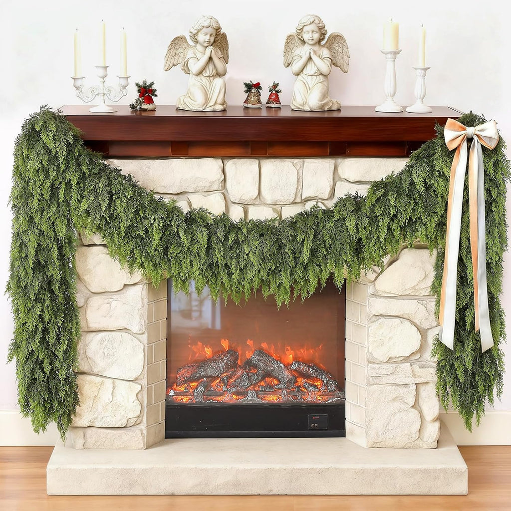 16FT 1Pcs Artificial Christmas Cedar Garlands for Stairs Railing Decoration