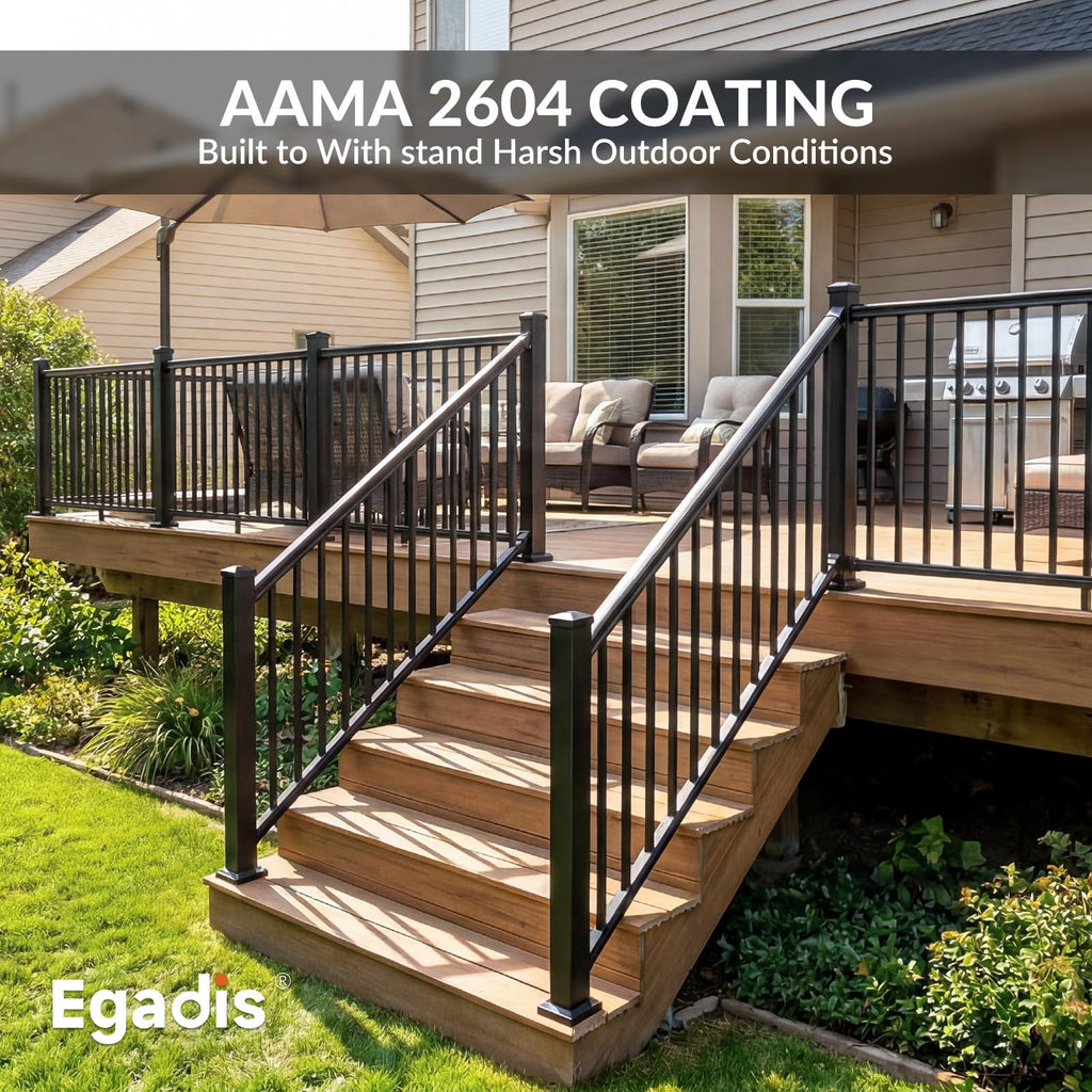 36in x 24ft Modular Aluminum Porch and Deck Railing Kit with 4 Post