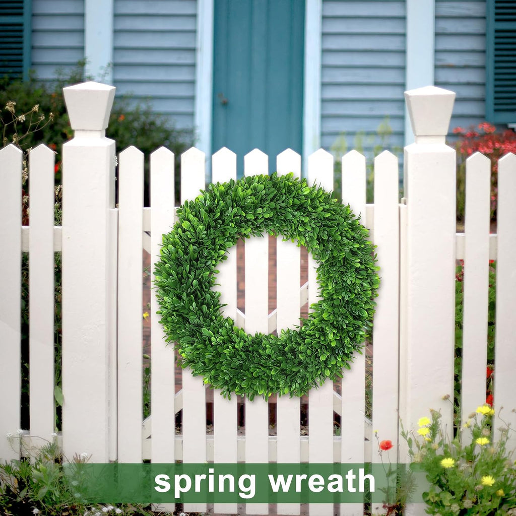 Green Boxwood Wreaths for Front Door Realistic 22Inch All Season Eucalyptus