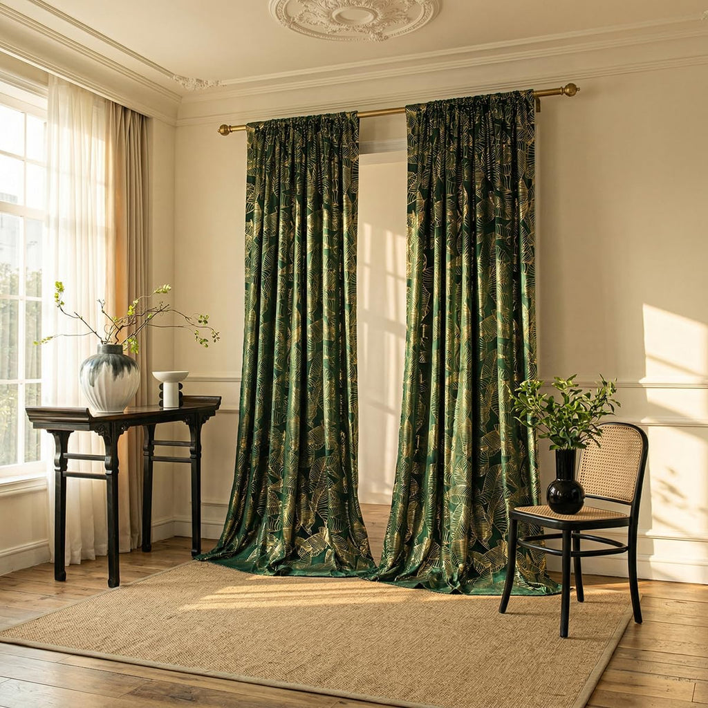 Velvet Green Curtain, 52w x 63 inches, 2 Panel