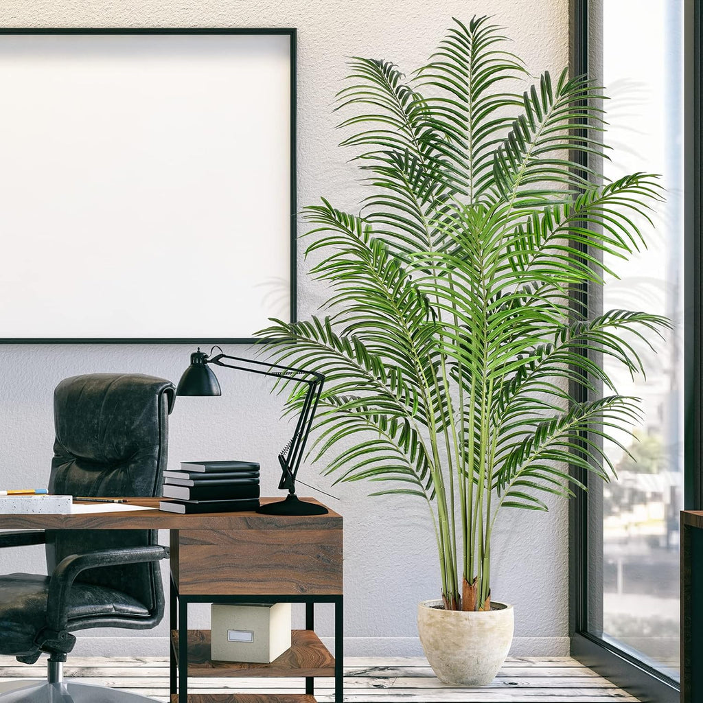 Artificial Palm Tree 6ft Tall Fake Palm Tree Indoor Decor with 18 Leaves and Real Bark Design Faux Tropical Areca