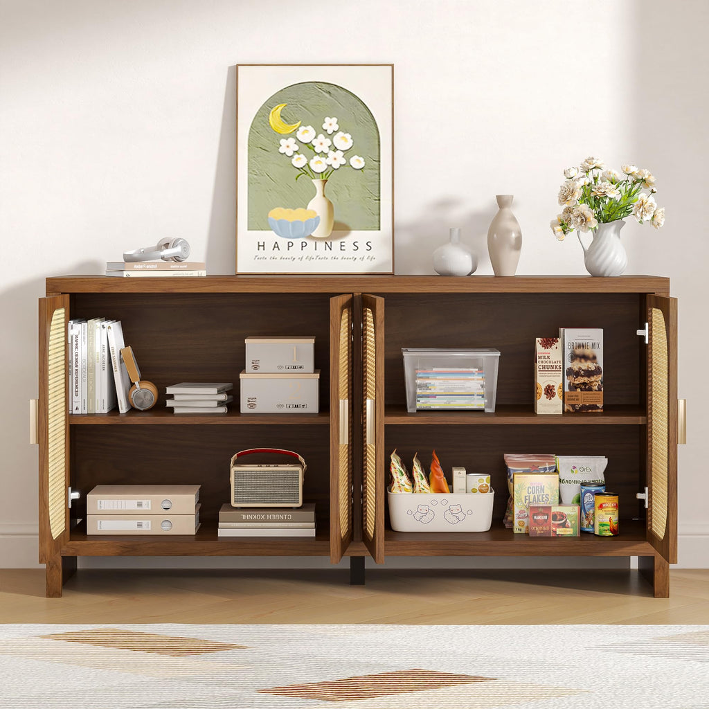 Rattan with Storage, Wooden Cabinet