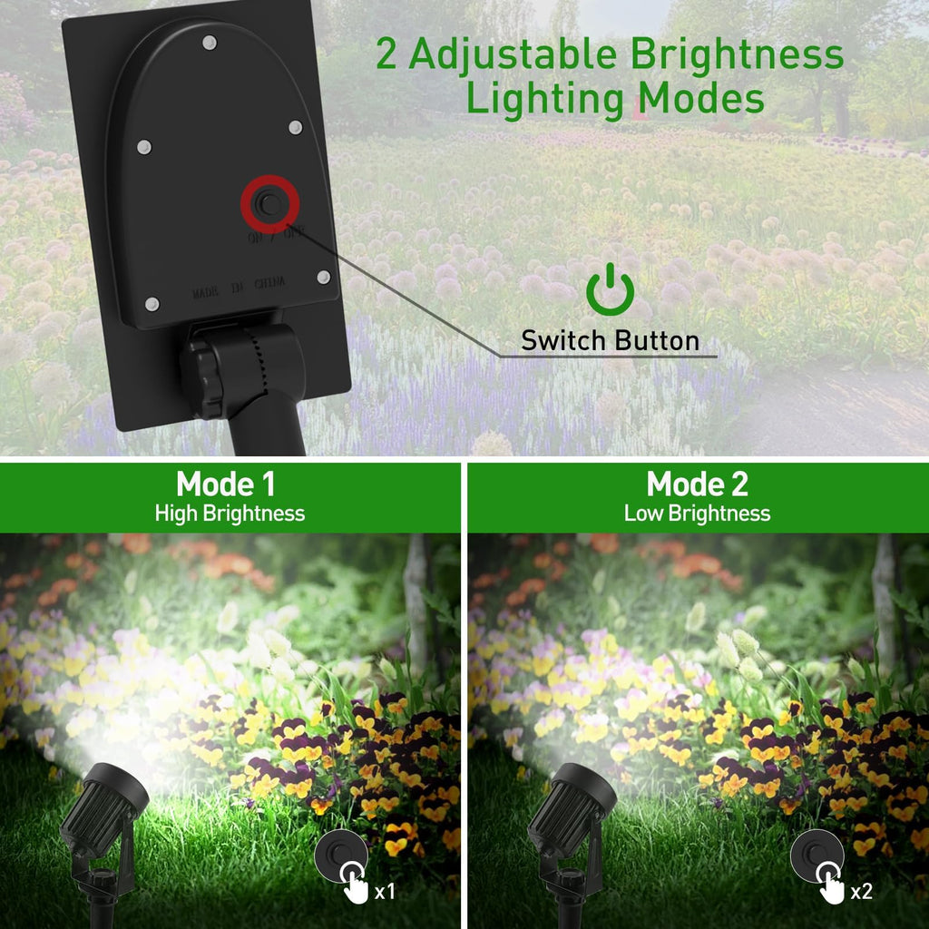 Solar Landscape Spotlights 2-in-1 White 6000K Outdoor Garden Flag