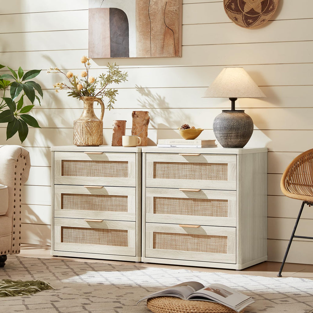 Rattan 23" Nightstands with Drawers