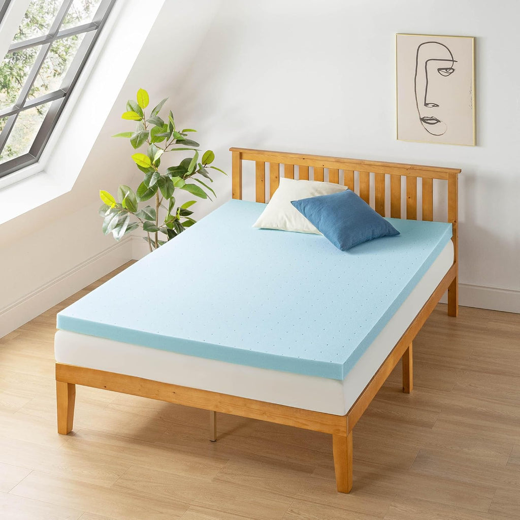 3 Inch Ventilated Memory Foam Mattress Topper, Cooling Gel Infusion, CertiPUR-US Certified, Dorm Essentials, Queen