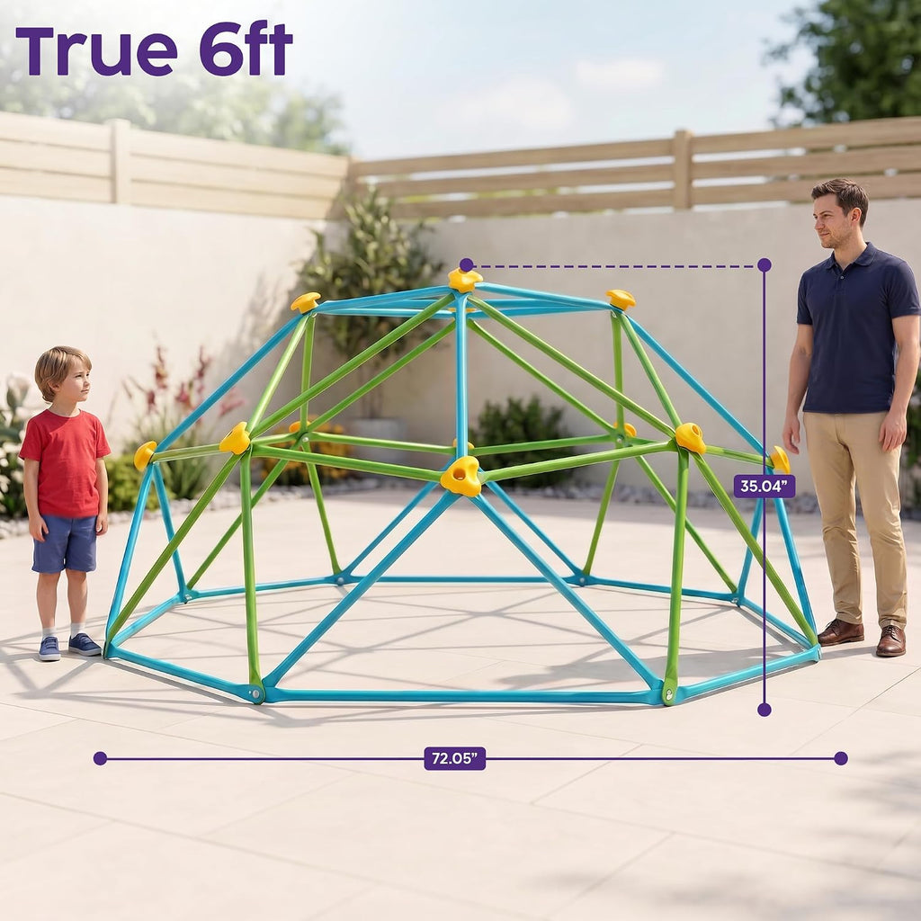 6ft Climbing Dome for Kids, Sturdy Steel Dome Climber, Outdoor Backyard Jungle Gym & Monkey Bars, Fun Active Play