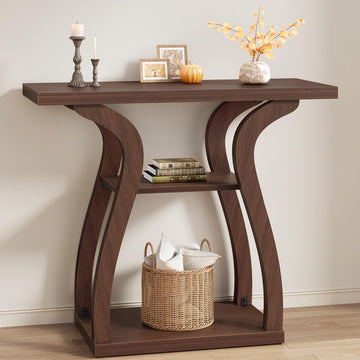 3-Tier Farmhouse Console Table 31.5", Walnut