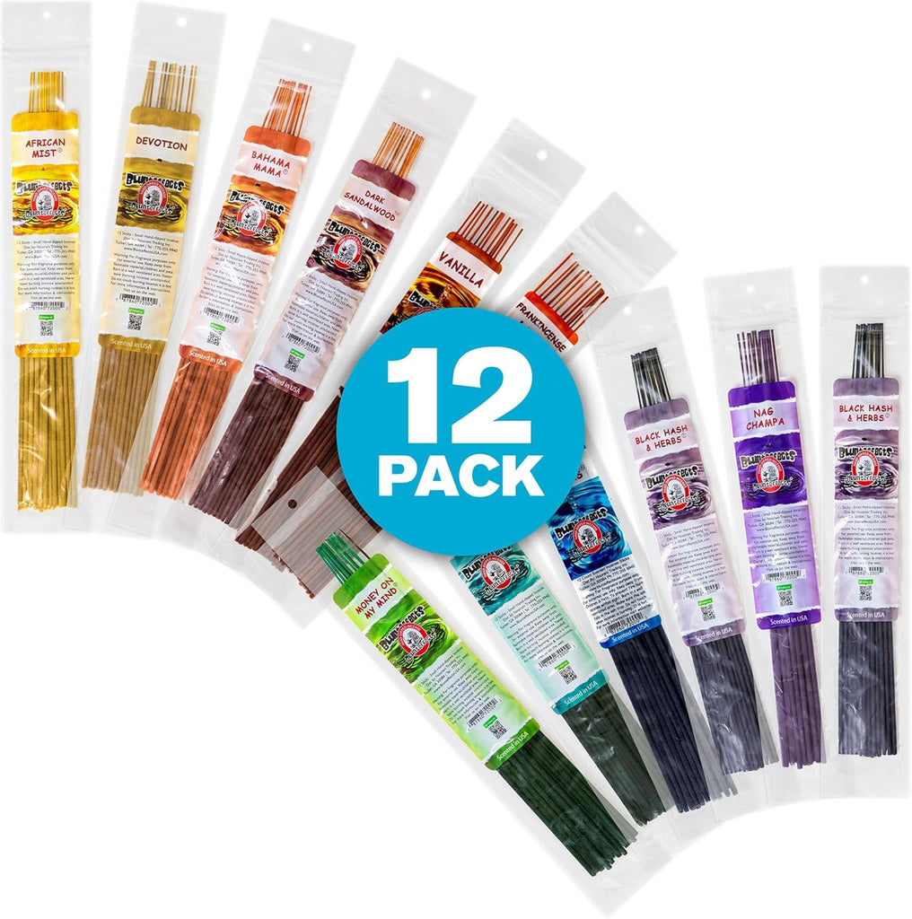Hand-Dipped Incense Sticks 144-Pack, 12 Scents - Set of 144