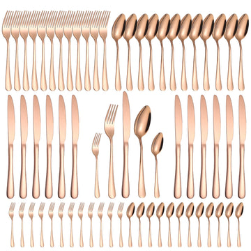 Copper Cutlery Modern Rose Gold Silverware Set Stainless Steel Flatware 60 Pieces Service 12 People Restaurant