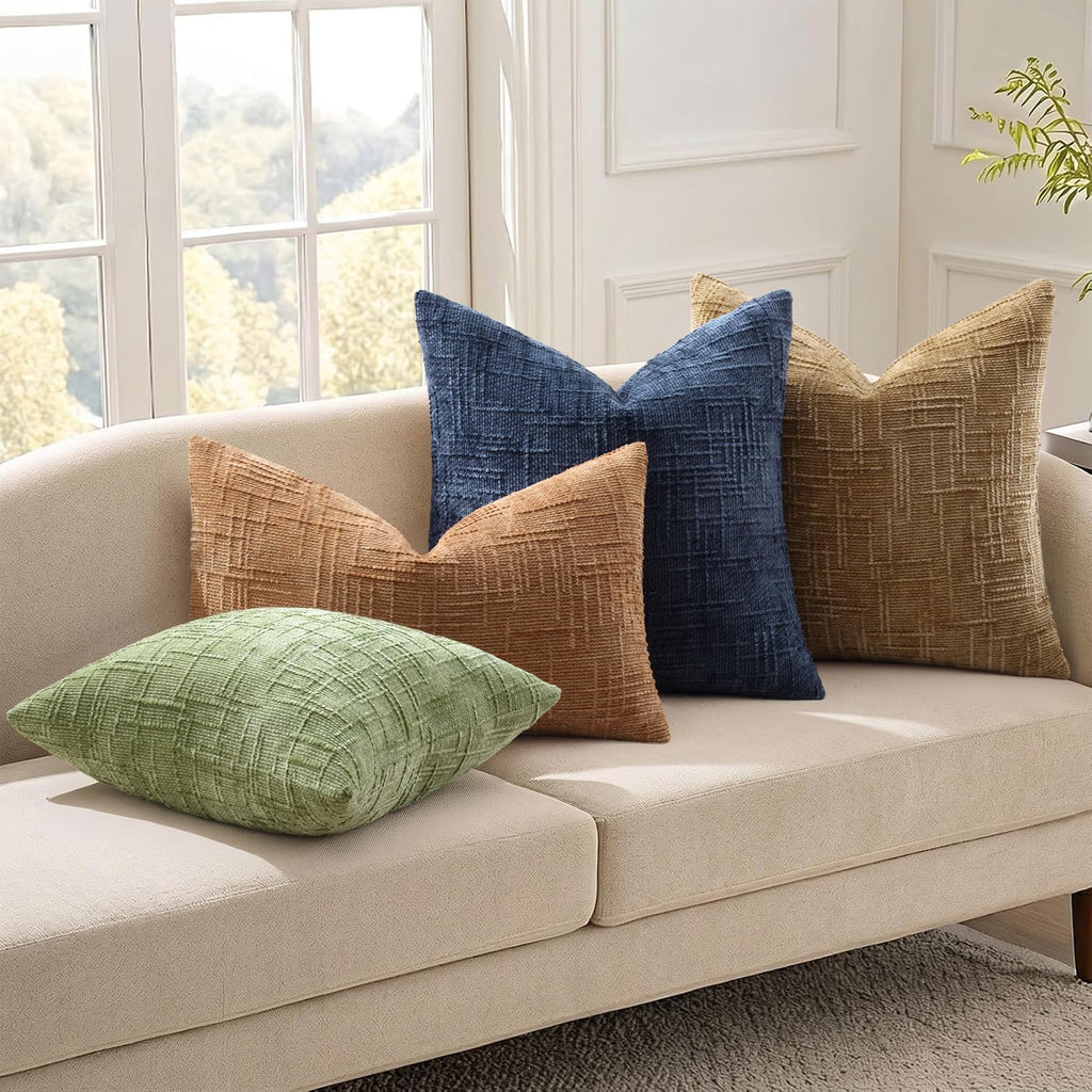 Textured Chenille Throw Pillow Covers 16x16 Set of 2 Sage Green