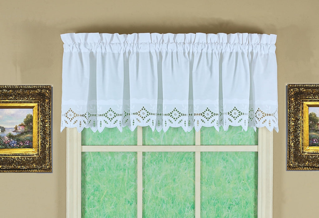 Heirloom Battenberg Eyelet Valance 14", White, 58"W x 14"L